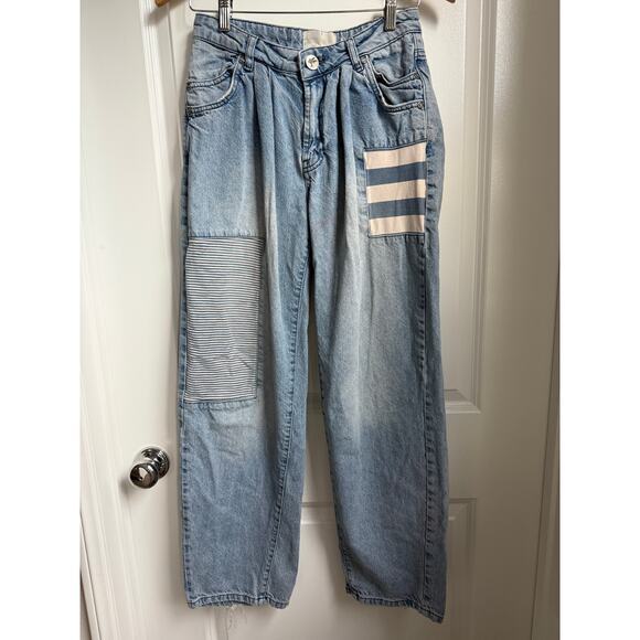 One Teaspoon Womens Smiths Low Waist Wide Leg Denim Jeans Slouchy Multi Pocket - Picture 4 of 14